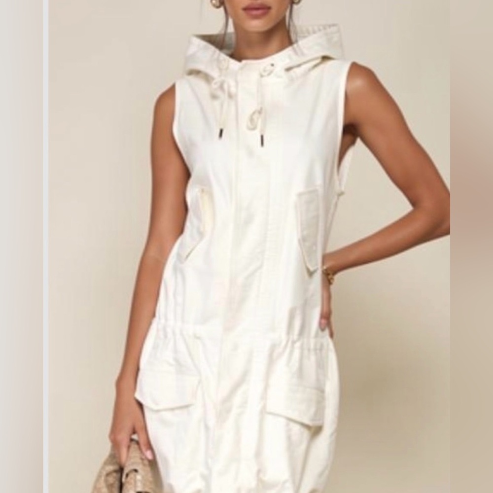 Nicholas K white Sleeveless Hooded Utility Dress